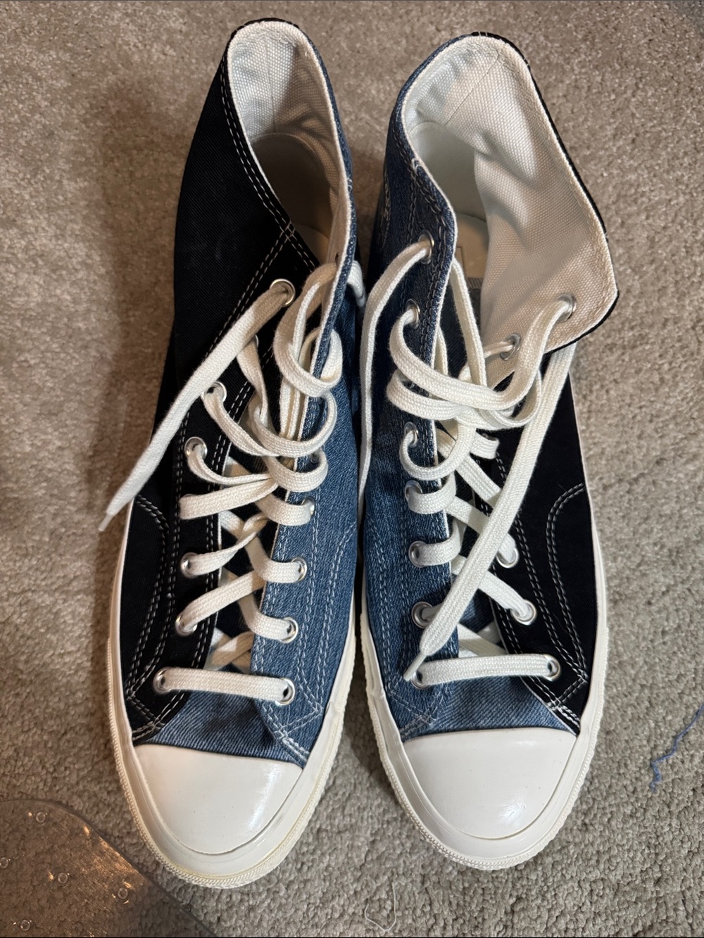 Men's High-Top Canvas Sneakers in 2 Tone Denim Sz 12